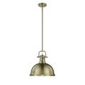 Golden Lighting Duncan AB 1 Light Pendant with Rod, Gold - Aged Brass Shades 3604-L AB-AB